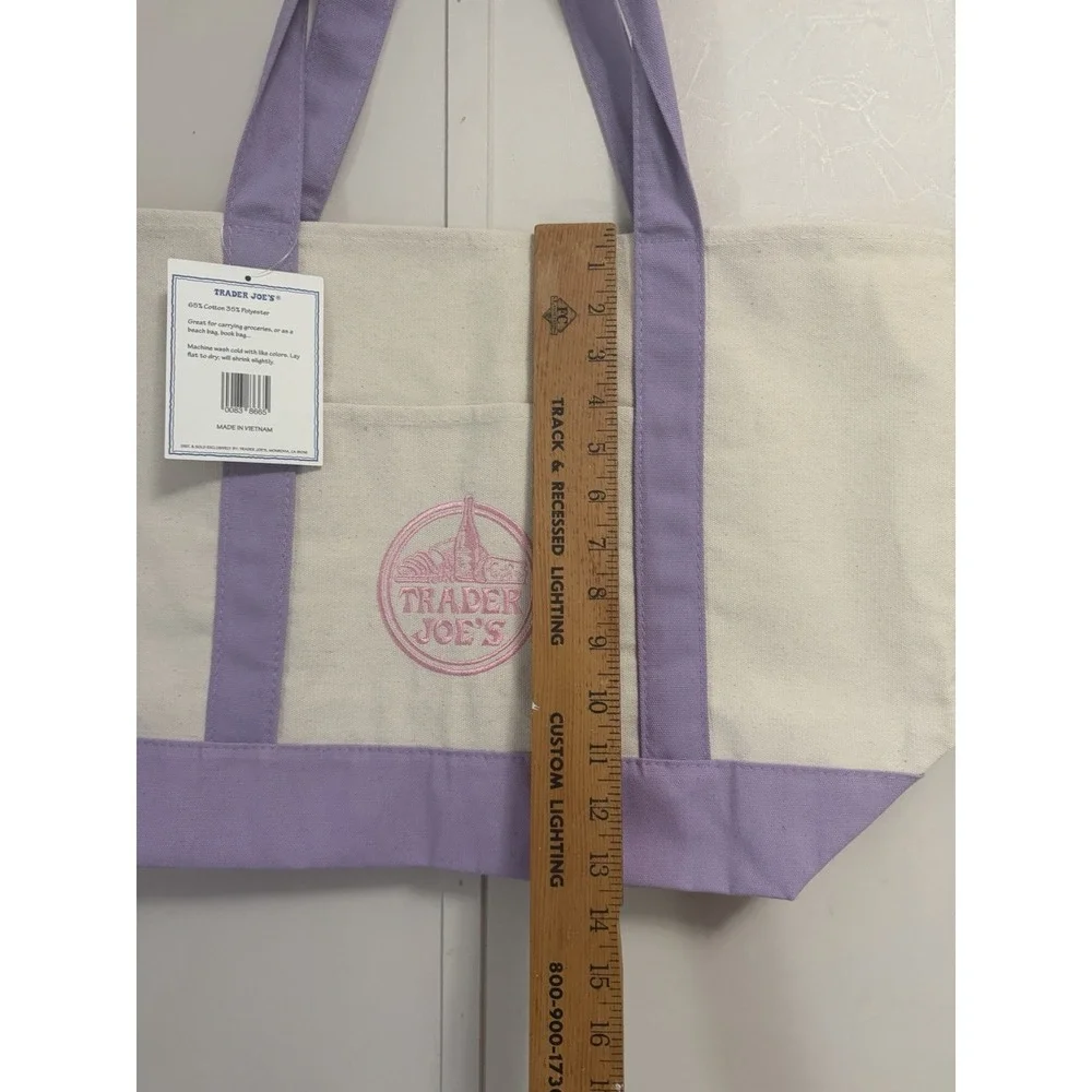 Trader‎ Joe's Lavender Purple Large Canvas Tote Bag Spring 2026 NWT